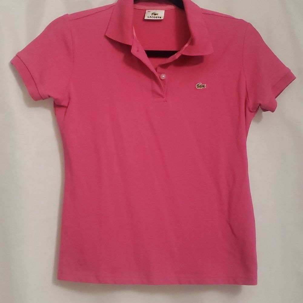 Girls Lacoste Polo Shirt in Pink